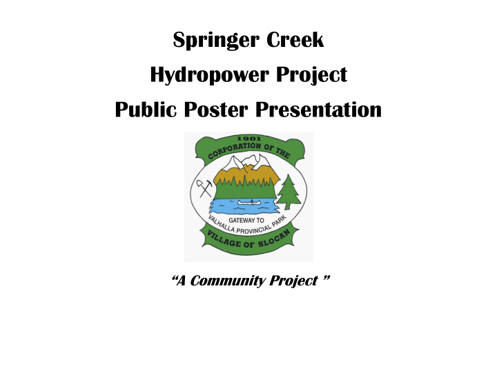 springer creek hydropower project public poster