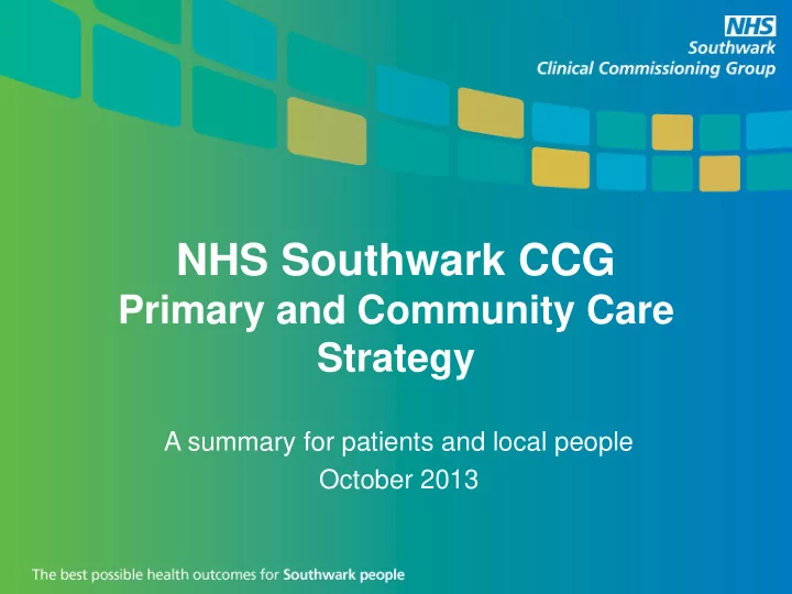 nhs southwark ccg