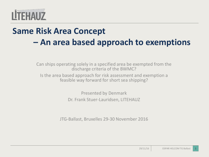 same risk area concept an area based approach to