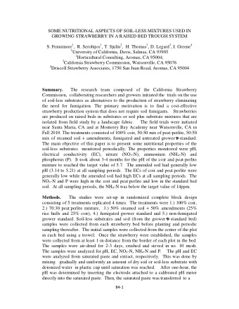 SOME NUTRITIONAL ASPECTS OF SOIL-LESS MIXTURES USED IN  GROWING STRAWBERRY IN A RAISED BED TROUGH