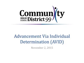 Determination (AVID)  November 2, 2015  AVID Overview  College Preparatory System  Structured