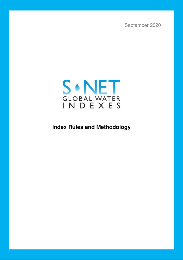 index rules and methodology