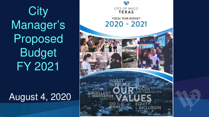 city manager s proposed budget fy 2021
