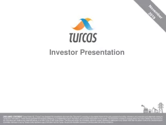 Investor Presentation  Table of Contents  1. Turcas: A Sustainable Investment Platform  Page # a)