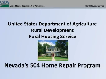 Nevadas 504 Home Repair Program  United States Department of Agriculture  Rural Housing Service