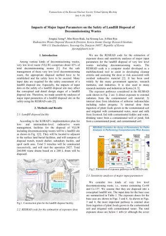 Impacts of Major Input Parameters on the Safety of Landfill Disposal of  Decommissioning Wastes