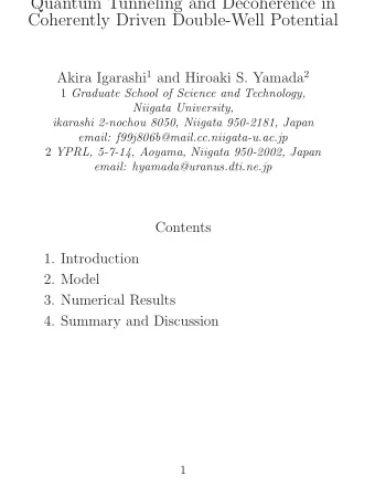 Quantum Tunneling and Decoherence in  Coherently Driven Double-Well Potential Akira Igarashi 1 and