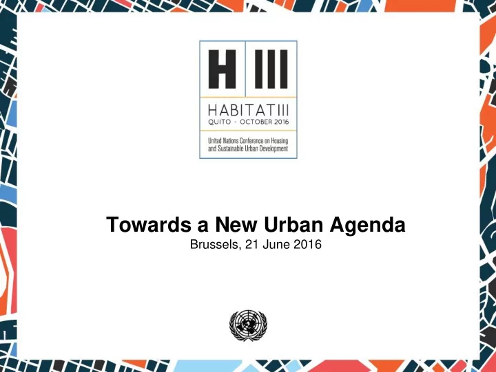 towards a new urban agenda