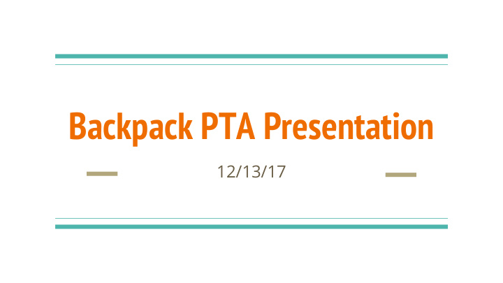 backpack pta presentation