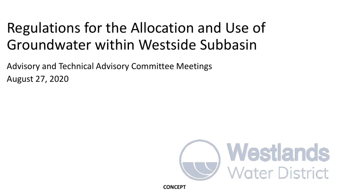 regulations for the allocation and use of groundwater