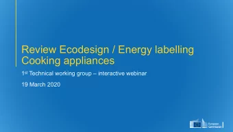 Review Ecodesign / Energy labelling  Cooking appliances 1 st Technical working group