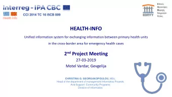 HEALTH-INFO  Unified information system for exchanging information between primary health units  in