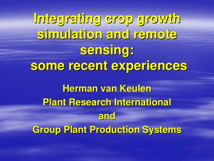 integrating crop growth integrating crop growth