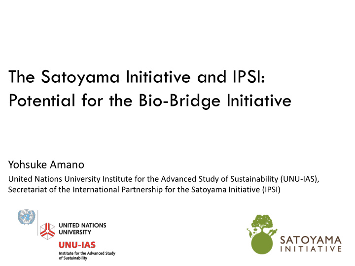 potential for the bio bridge initiative