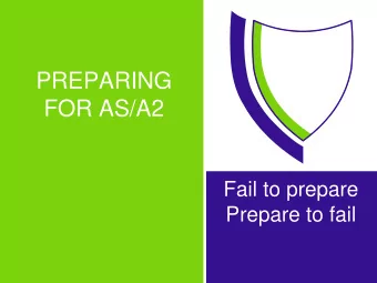 FOR AS/A2  Fail to prepare  Prepare to fail  We can learn anything!  Walt Disney was afraid of