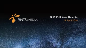 2015 Full Year Results  14 April 2016  1  Agenda  Overview  Financial Review  Growth