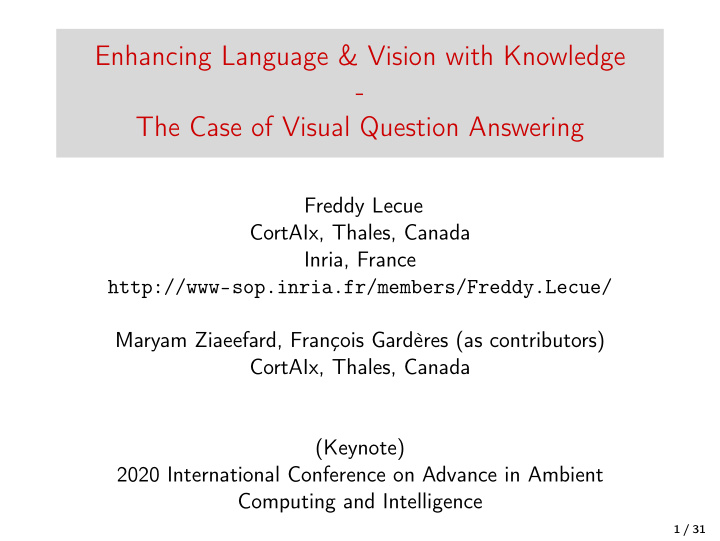 enhancing language vision with knowledge the case of
