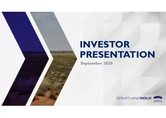 INVESTOR  PRESENTATION  September 2020  1  DISCLAIMER  Some statements contained in this