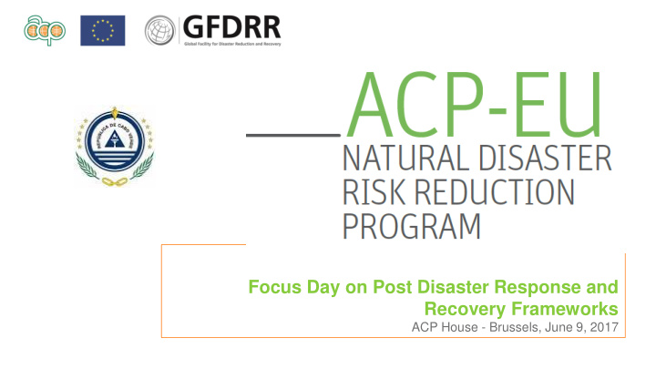 focus day on post disaster response and