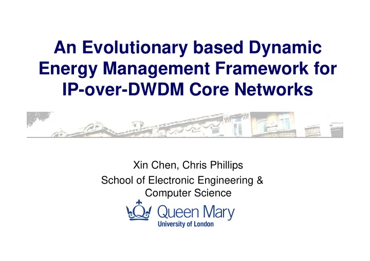an evolutionary based dynamic a e l ti b d d i energy
