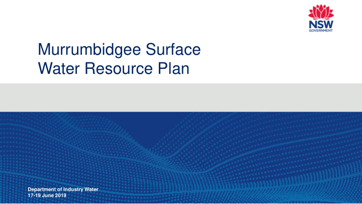 murrumbidgee surface water resource plan
