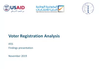 Voter Registration Analysis  IFES  Findings presentation  November 2019  Content  Executive Summary