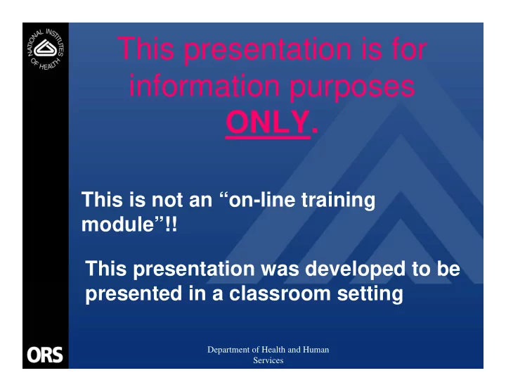 this presentation is for information purposes only