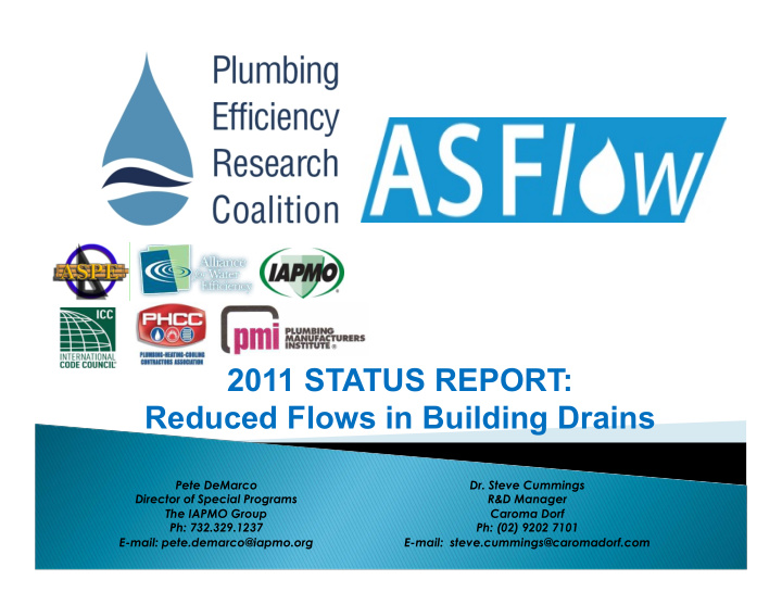 2011 status report reduced flows in building drains