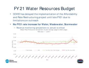 FY 21 Water Resources Budget    COVID has delayed the implementation of the Affordability  and