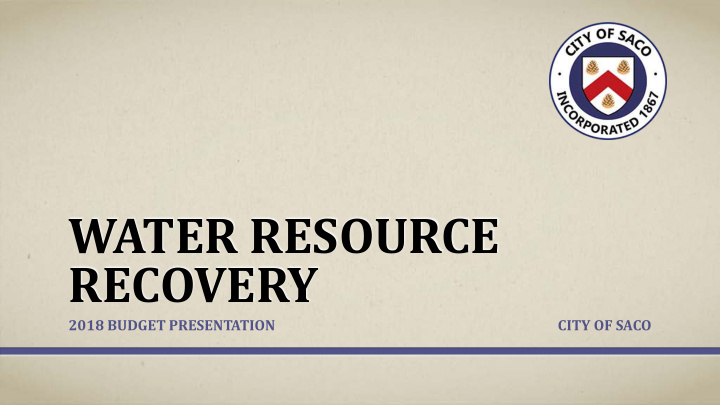 water resource recovery