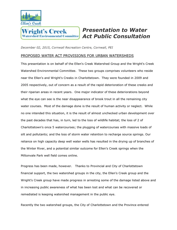 presentation to water act public consultation december 02