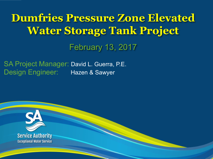 dumfries pressure zone elevated water storage tank project