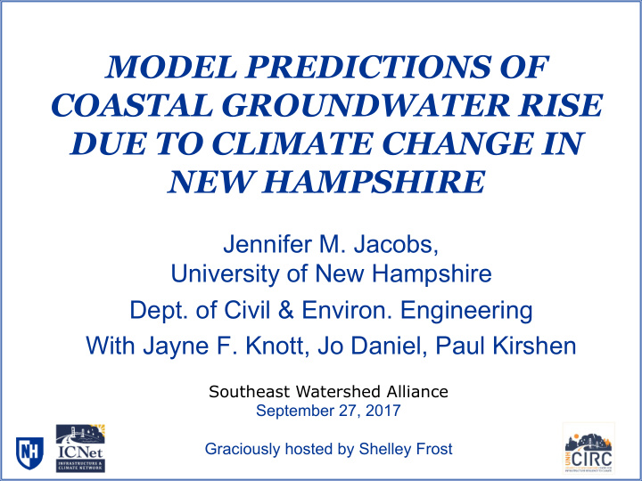 model predictions of coastal groundwater rise due to