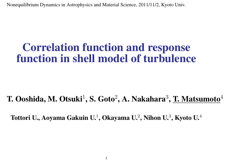 correlation function and response function in shell model