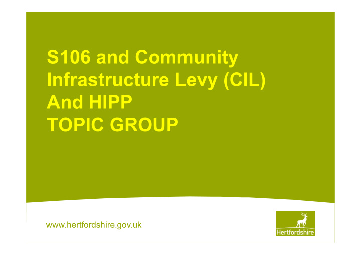 s106 and community infrastructure levy cil and hipp topic