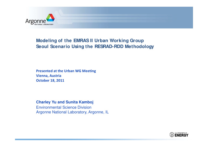 modeling of the emras ii urban working group seoul