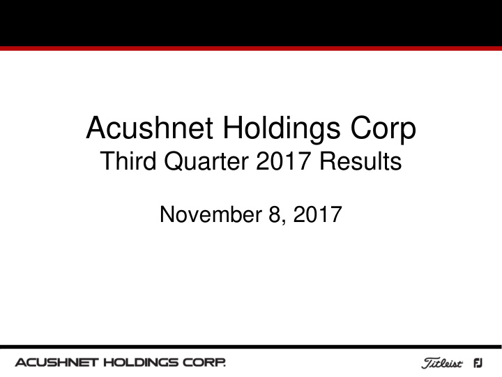 acushnet holdings corp
