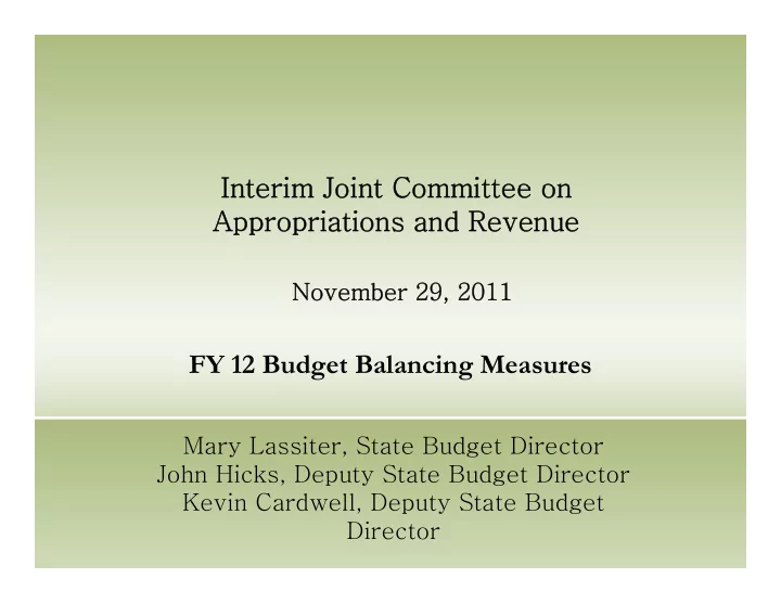 interim joint committee on interim joint committee on