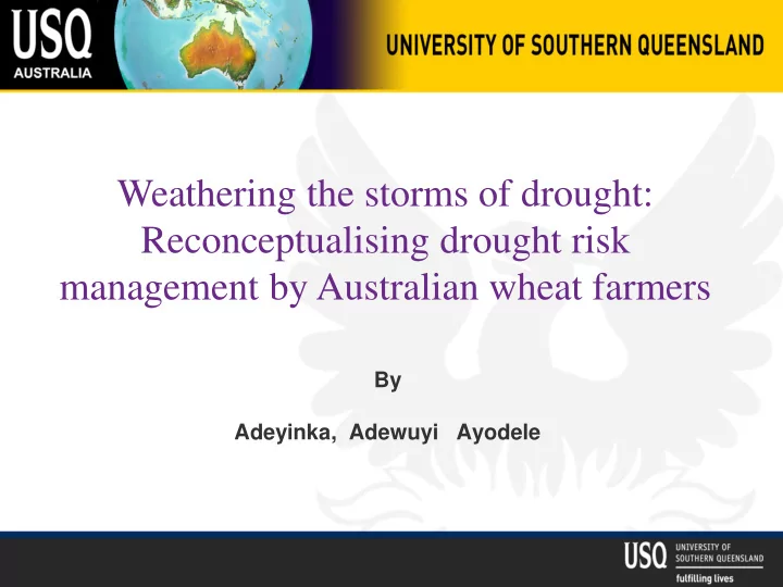 weathering the storms of drought reconceptualising