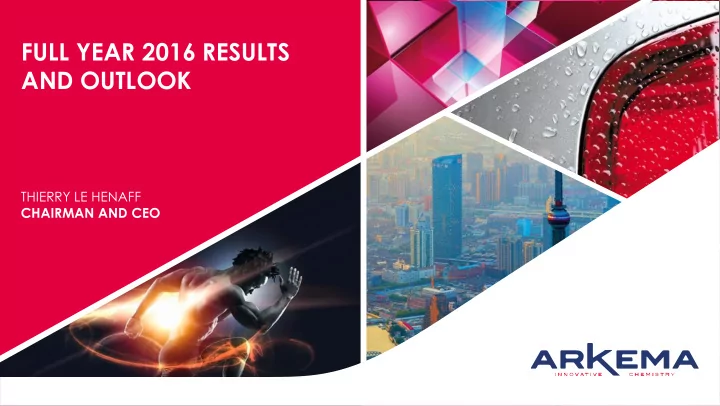 full year 2016 results and outlook