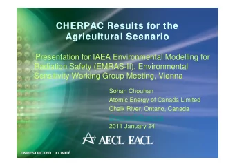 CHERPAC Results for the  CHERPAC Results for the  Agricultural Scenario  Agricultural Scenario