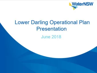 Lower Darling June 2018  Introduction  Current System Update  Operations 2016-18
