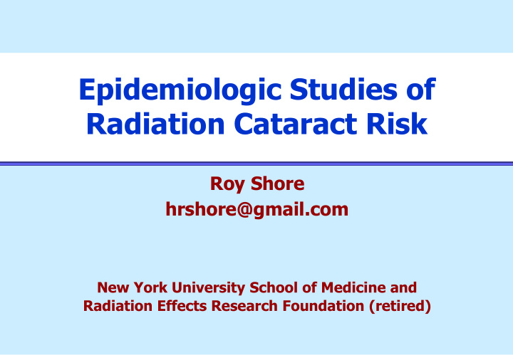 epidemiologic studies of