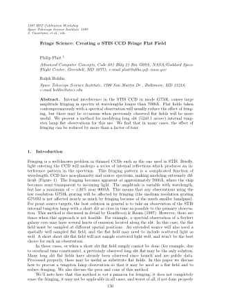 Fringe Science: Creating a STIS CCD Fringe Flat Field Philip Plait 1  Advanced Computer Concepts,