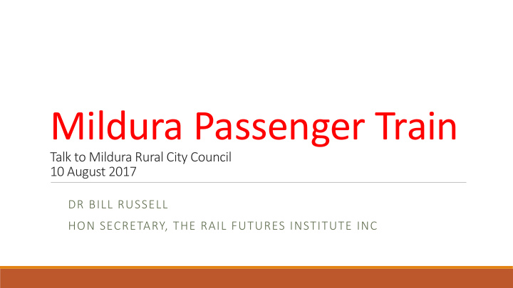 mildura passenger train
