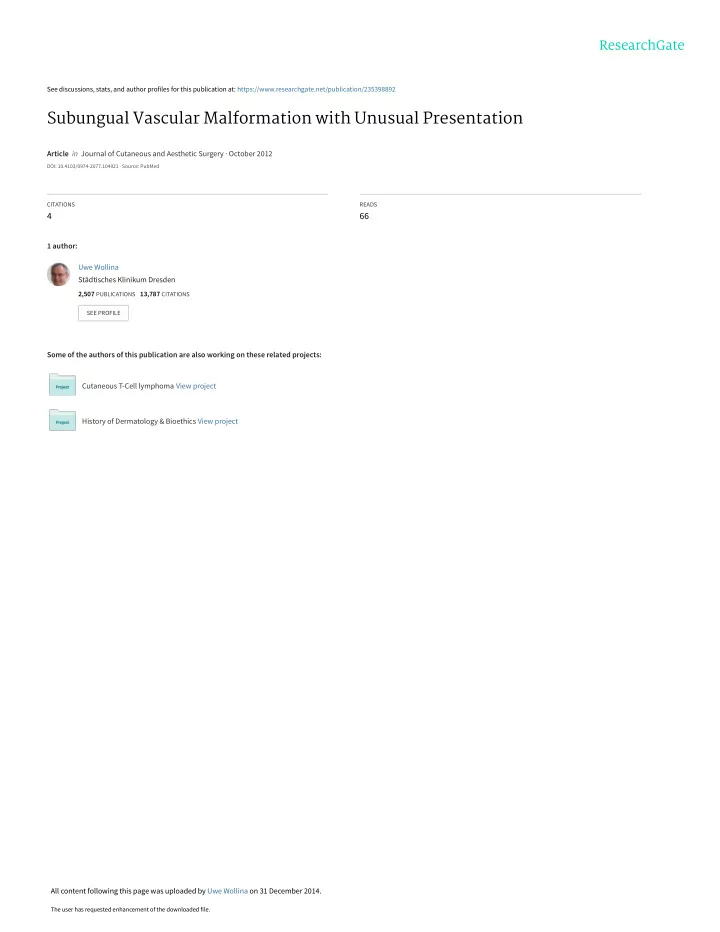 subungual vascular malformation with unusual presentation