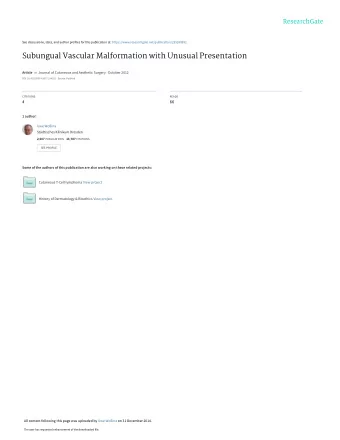 Subungual Vascular Malformation with Unusual Presentation Article in Journal of Cutaneous and