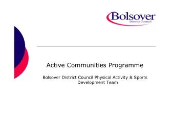Active Communities Programme  Bolsover District Council Physical Activity &amp; Sports  Development