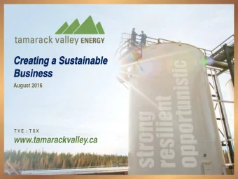 Creating a Sustainable  Business  August 2016  T V E  :  T S X  www.tamarackvalley.ca  1  Forward