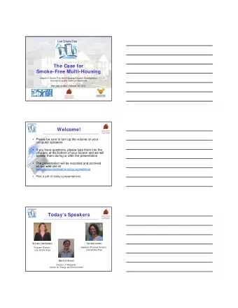 The Case for  Smoke-Free Multi-Housing  Stages of Smoke-Free Multi-Housing Program Development:  A